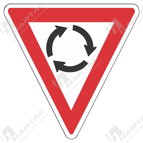 1200H Traff Alum Ref Cl 1 Roundabout picto Red & Black on White Unistruts