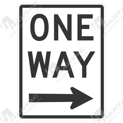 450*600 Alum Ref CL1 One Way With Arrow Right Black On White