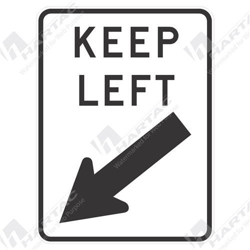 600*800 Alum Ref CL1 Keep Left With Arrow Black On White