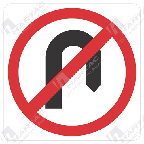600*600 Alum Ref CL1 No U Turn With Picto Black & Red on White