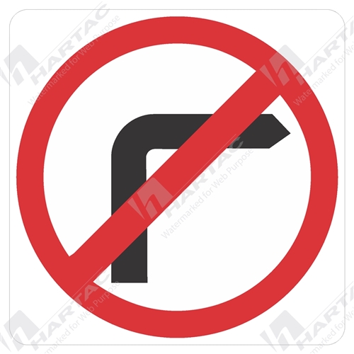 600*600 Alum Ref CL1 No Right Turn (Picto Only) Black & Red on White
