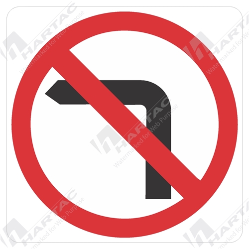 750*750 Traff Alum Ref CL1 No Left Turn (Picto Only) Black & Red on White POA