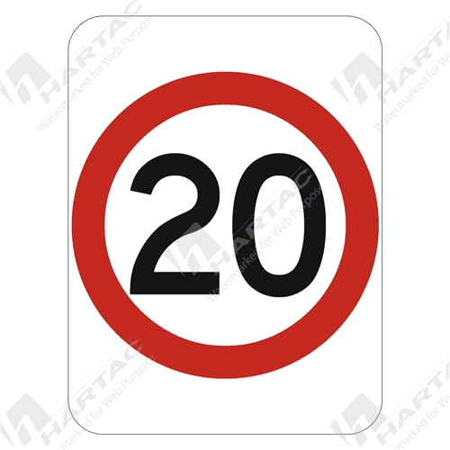 450*600 Alum Ref CL1 20km Speed Red & Black on White