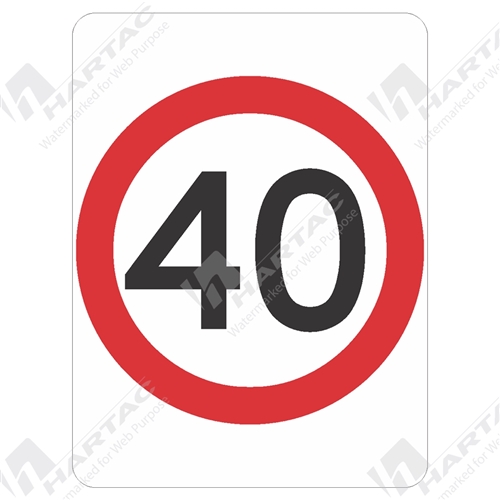 450*600 Alum Ref CL1 40km Speed Red & Black on White