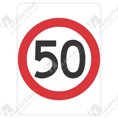 450*600 Alum Ref CL1 50km Speed Red & Black on White