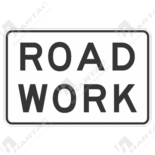 450*300 Traff Alum Ref Cl1 Road Work Black On White POA
