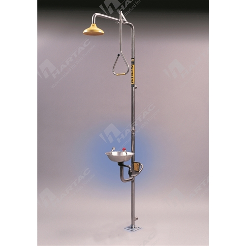 Combination Deluge Shower & Aerated Eye Wash, S/Steel Bowl Hand & Foot Operated