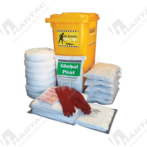 High Performance Outdoor Oil & Fuel Spill Kit in 240L Wheelie Bin