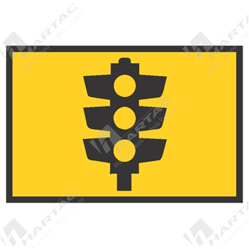 T1-30 - Traffic (Temporary) "Traffic Signals Ahead" Box Edge Frame  Reflective Class 1 - 900mm x 600mm - Hartac Australia