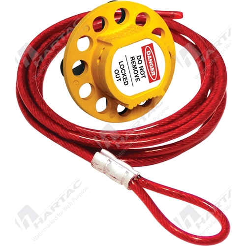 Universal Multipurpose Cable Lockout Yellow 12 Hole c/w 1.5m*4mm PVC CoatedSteel Cable