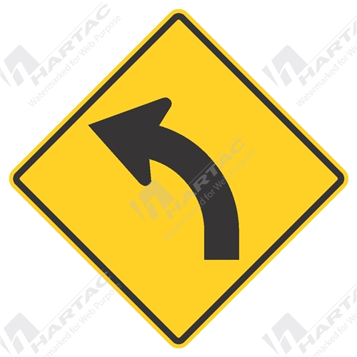 750*750 Alum Ref CL1 Curve with Left Arrow Black on Yellow