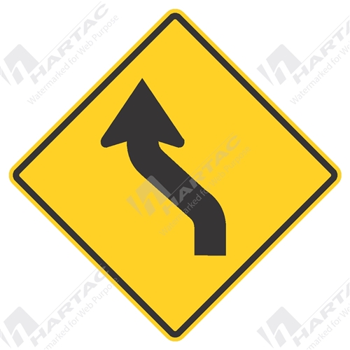 600*600 Alum Ref CL1 Reverse Curve Left Black on Yellow