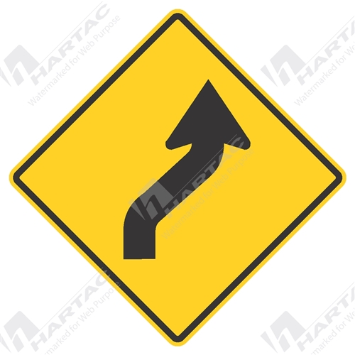 1200*1200 Traff Alum Ref CL1 Reverse Curve Right Black on Yellow POA