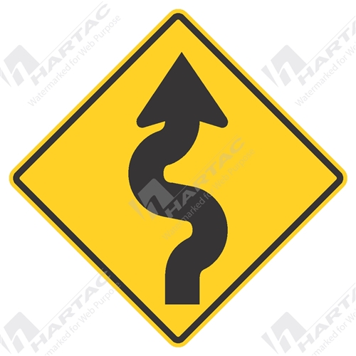 1200*1200 Traff Alum Ref CL1 Winding Road Right Black on Yellow