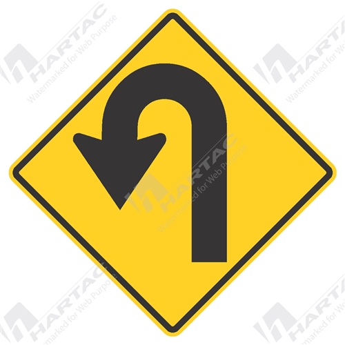 900*900 Traff Alum Ref CL1 Hairpin Bend Left Black on Yellow