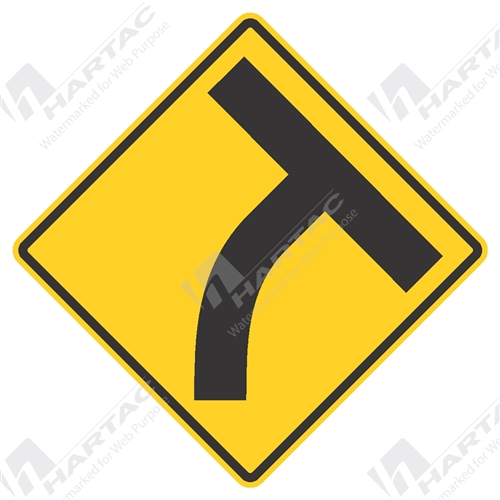 600*600 Traff Alum Ref CL1 Curved Intersection Right Black on Yellow