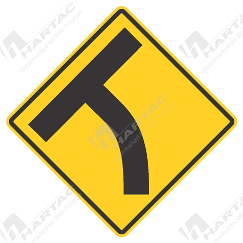 750*750 Traff Alum Ref CL1 Curved Intersection Left Black on Yellow