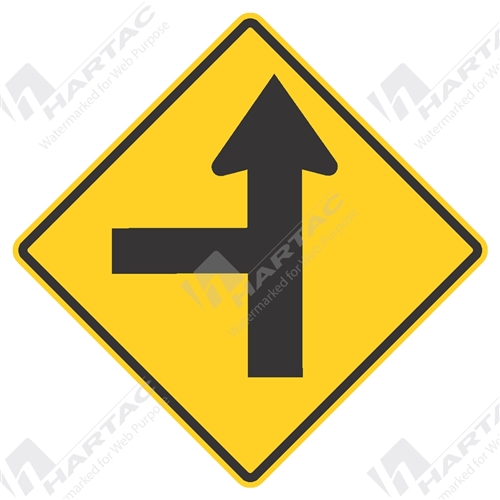 750*750 Traff Alum Ref CL1 Side Road Intersection Ahead Left Black on Yellow