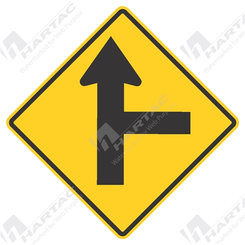 750*750 Traff Alum Ref CL1 Side Road Intersection Ahead Right Black on Yellow