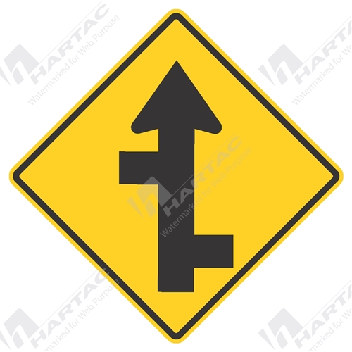 1200*1200 Traff Alum Ref CL1 Staggered Side Rd Intersection Black on Yellow POA