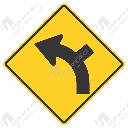 900*900 Traff Alum Ref CL1 Left Curve with Right Side Rd Junction Black on Yellow