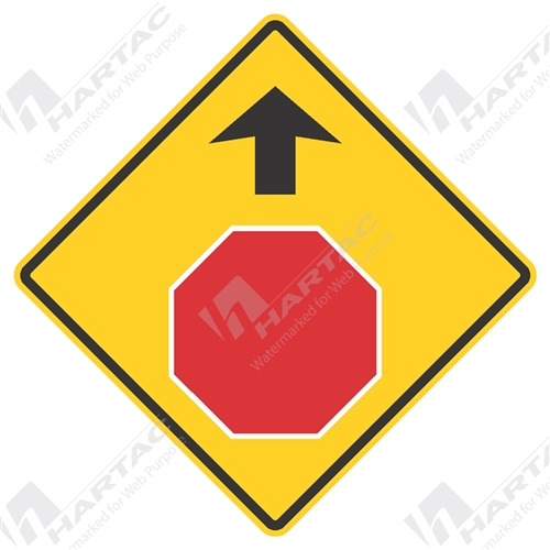 1200*1200 Traff Alum Ref CL1 Stop Sign Ahead Black & Red on Yellow POA