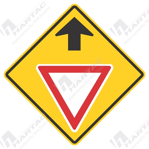 600*600 Alum Ref CL1 Give Way Sign Ahead Red, White & Black on Yellow