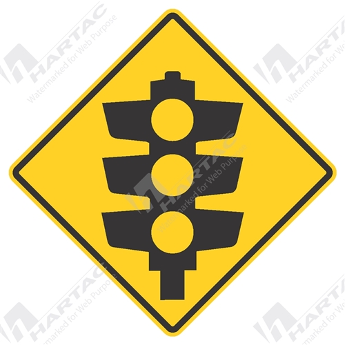 750*750 Traff Alum Ref CL1 Traffic Lights Ahead Black on Yellow