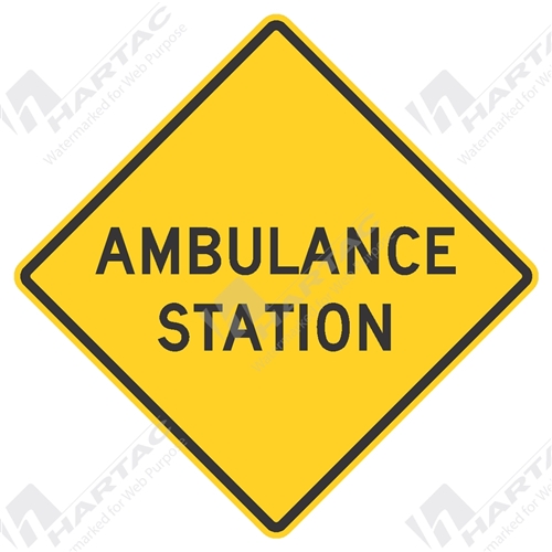 600*600 Traff Alum Ref CL1 Ambulance Station Black on Yellow