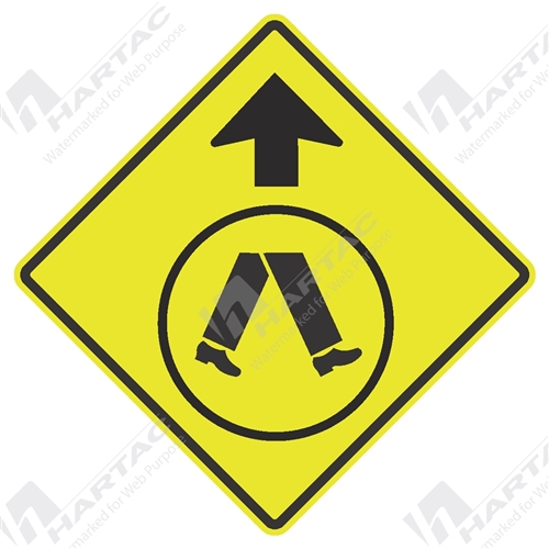 1200*1200 Traff Alum Ref CL1 Pedestrians Crossing Ahead Blk on Fluoro Yellow Green POA