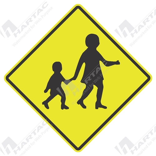 1200*1200 Traff Alum Ref CL1 Children Crossing Black on Fluoro Yellow Green POA