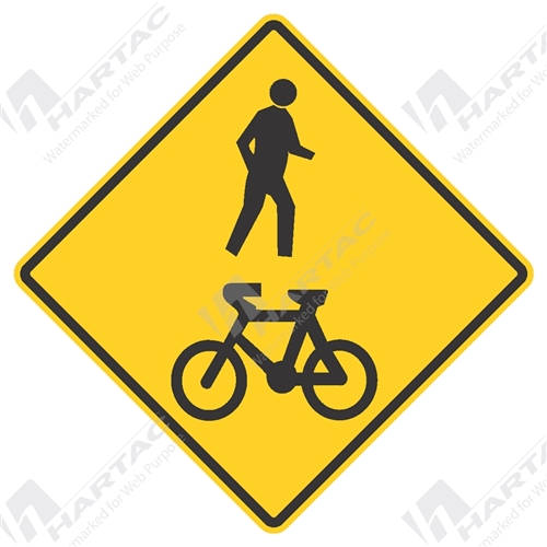 750*750 Traff Alum Ref Cl1 Shared Footpath (Man & Bike) Black on Yellow