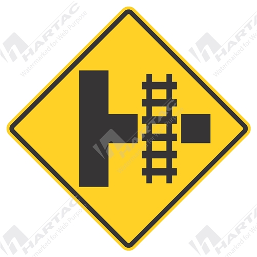 600*600 Traff Alum Ref CL1 Train Crossing at T- Intersection Black on Yellow