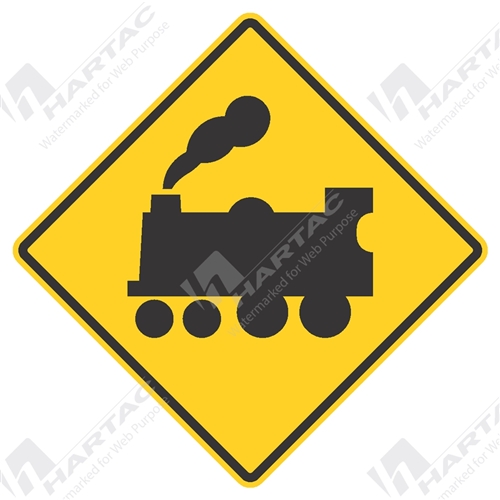 900*900 Traff Alum Ref CL1 Railway Crossing Train (Right) Black on Yellow
