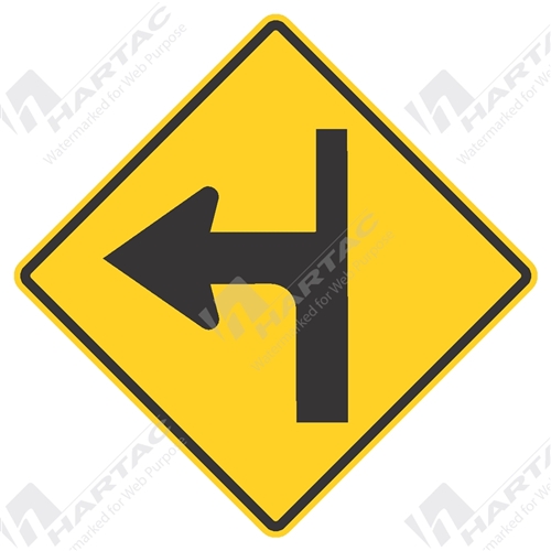 750*750 Traff Alum Ref CL1 Modified Side Road Junction Left Black on Yellow