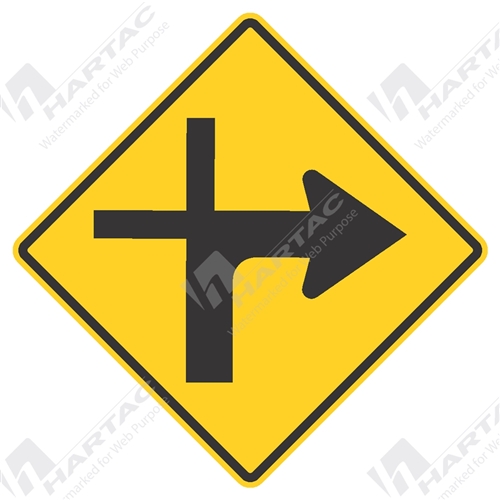 1200*1200 Traff Alum Ref CL1 Modified Cross Road Right Black on Yellow POA