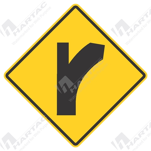 750*750 Traff Alum Ref CL1 Modified Intersection Curved Right Black on Yellow