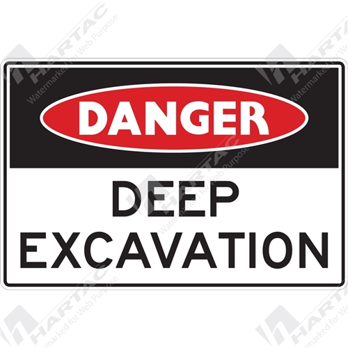 Danger Sign Building Site Deep Excavation