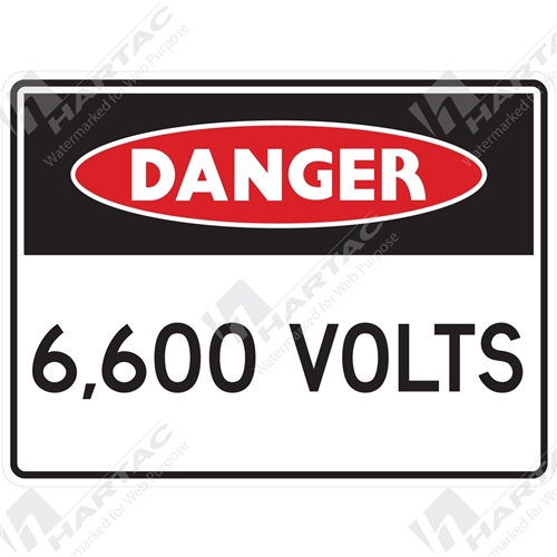 Danger Sign Electrical 6,600 Volts