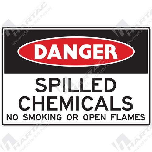 Danger Sign No Smoking Spilled Chemicals No Smoking Or Open Flames