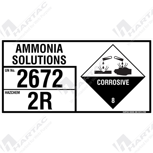Hazchem Sign (EIP) Ammonia Solutions