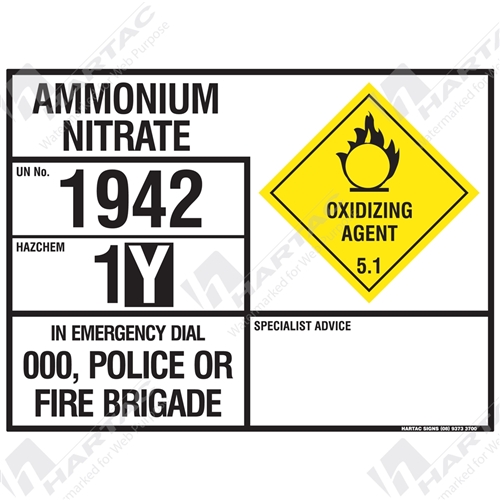 Hazchem Sign (EIP) Ammonium Nitrate