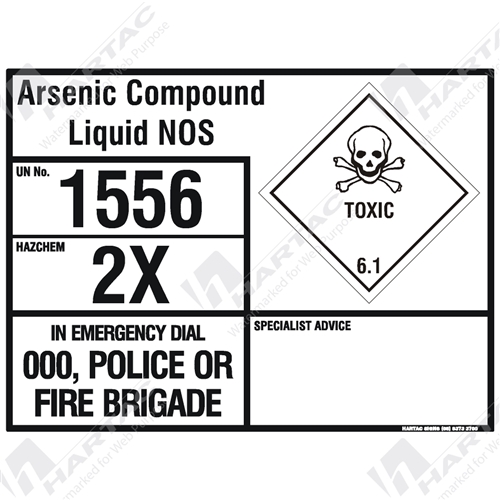 Hazchem Sign (EIP) Arsenic Compounds Liquid NOS