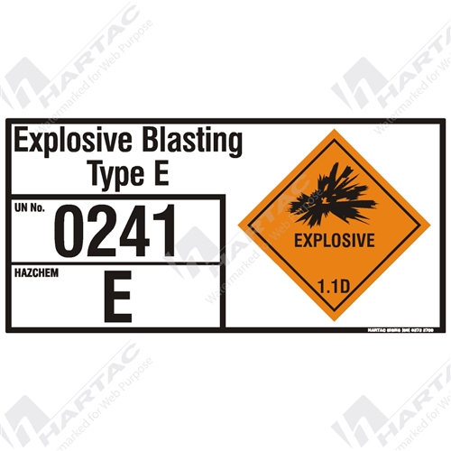 Hazchem Sign (EIP) Explosive Blasting Type E