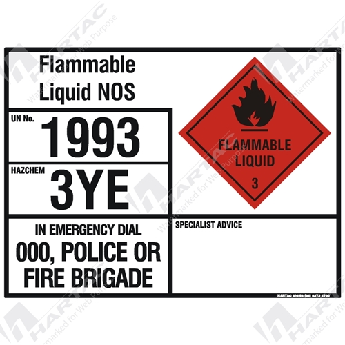 Hazchem Sign (EIP) Flammable Liquid NOS