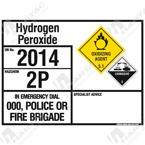Hazchem Sign (EIP) Hydrogen Peroxide