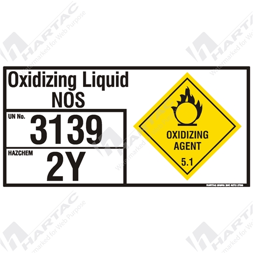 Hazchem Sign (EIP) Oxidising Liquid NOS