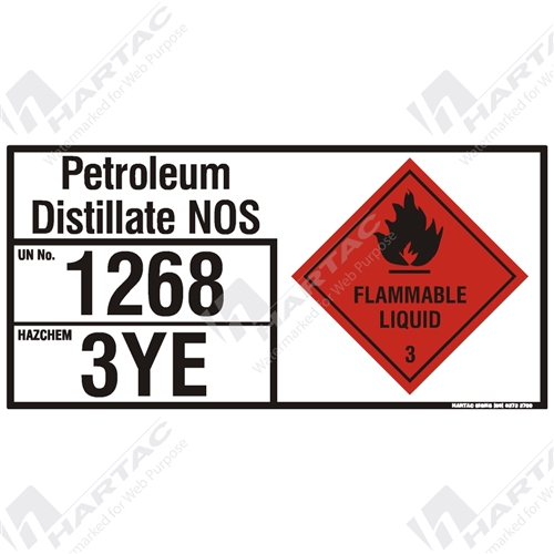 Emergency Information Panel Hazchem Sign (EIP) Petroleum Distillates