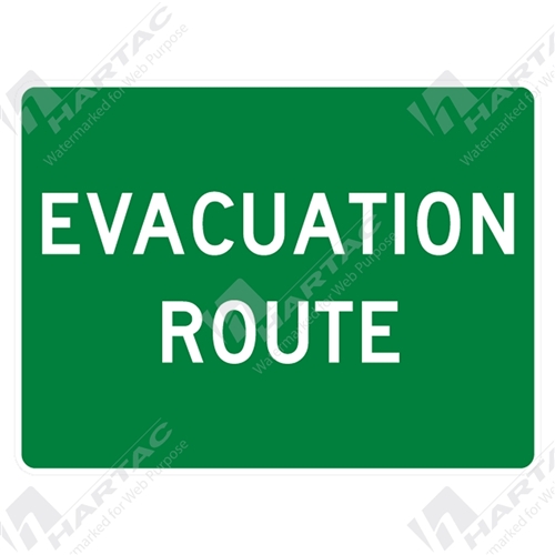 Emergency Info Sign Evacuation Route Text Only