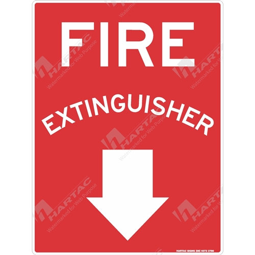 Fire Sign Fire Extinguisher w/ Down Arrow